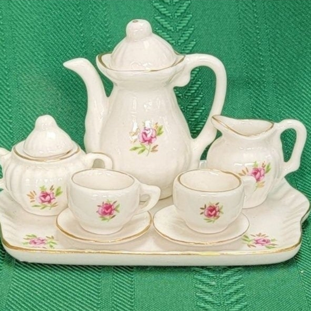 Miniature porcelain China Rose Tea Set